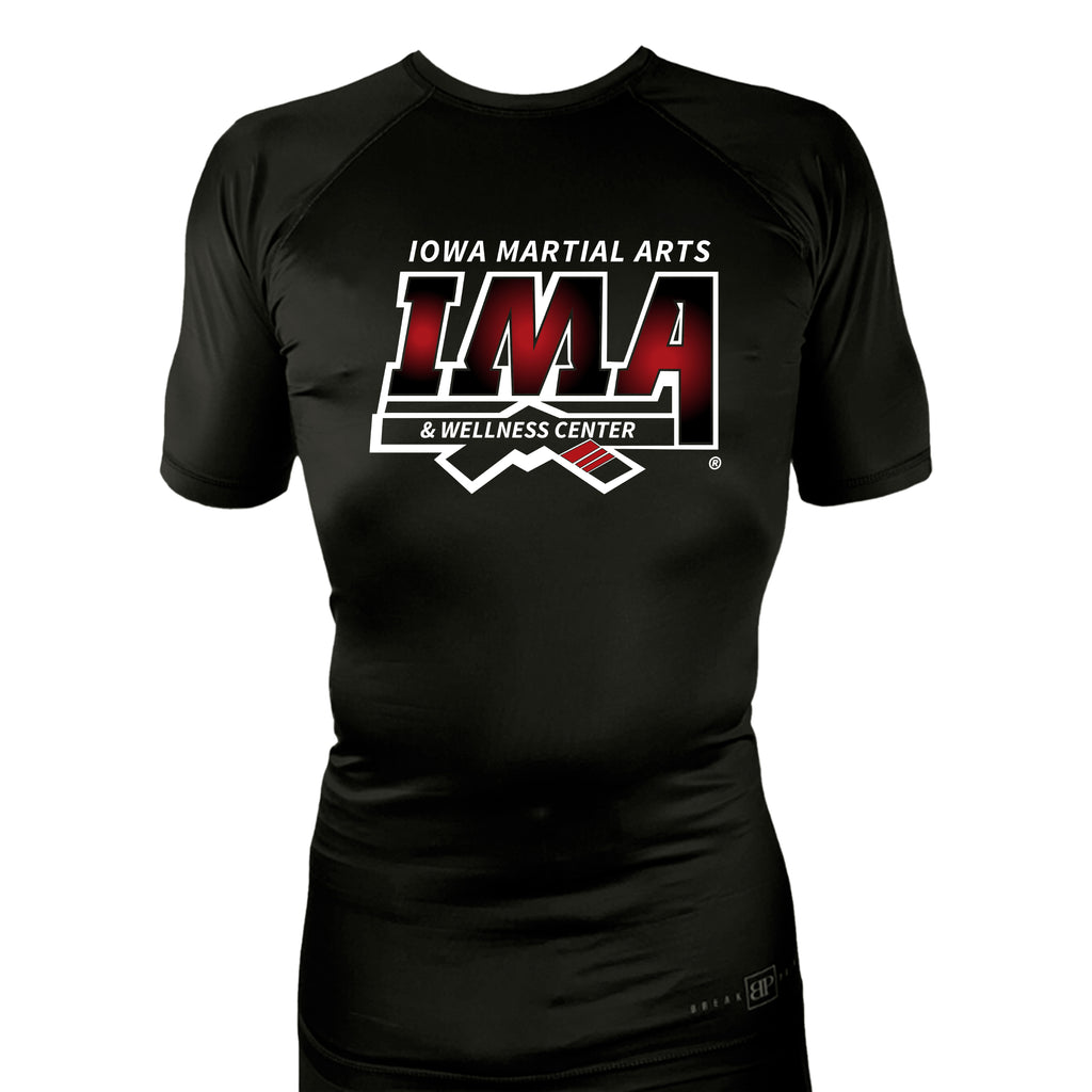 Iowa MA All Black Rash Guards Short Sleeves #8223 A
