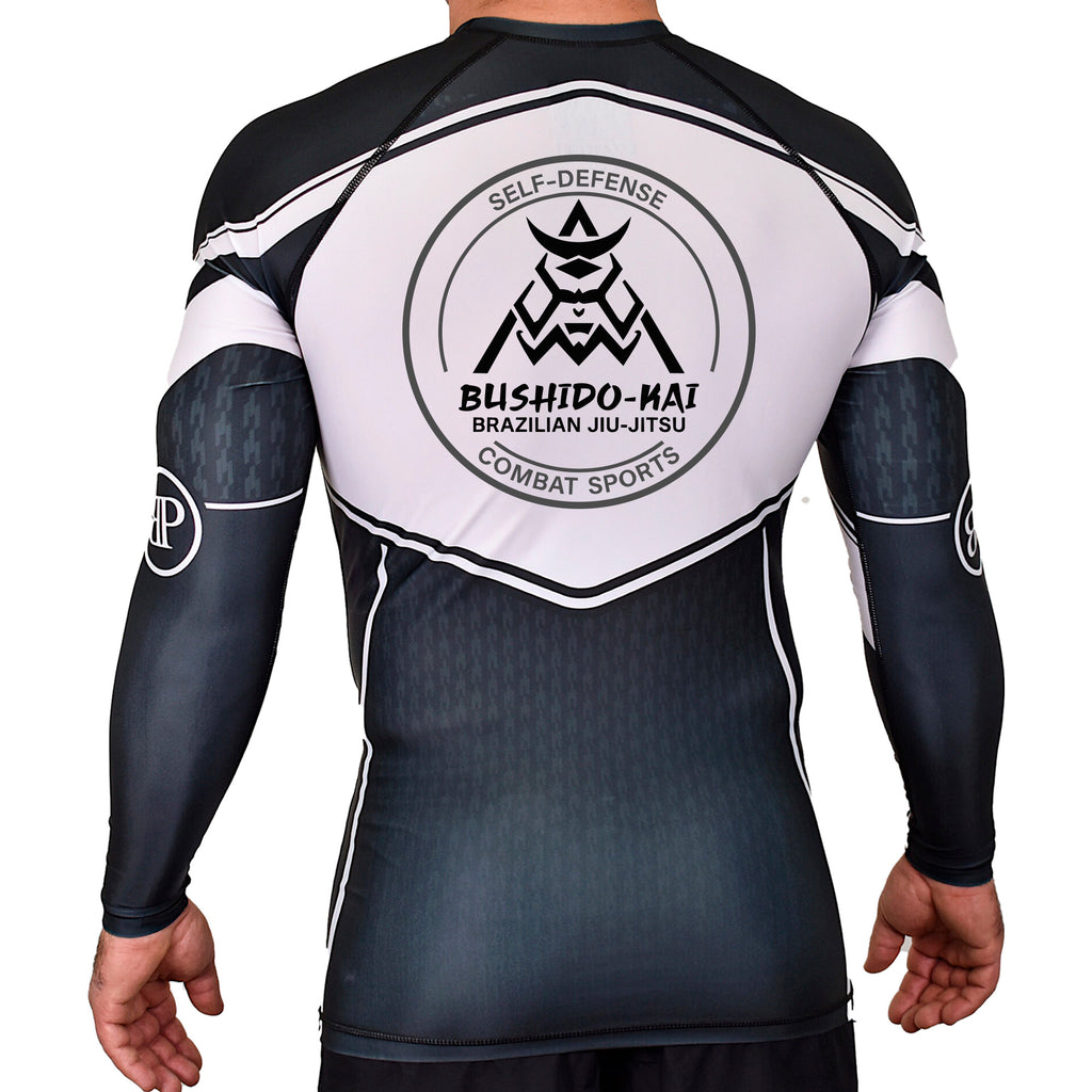 Bushido-Kai Brazilian Jiu-Jitsu Academy Rash Guards Black/White #8224 A