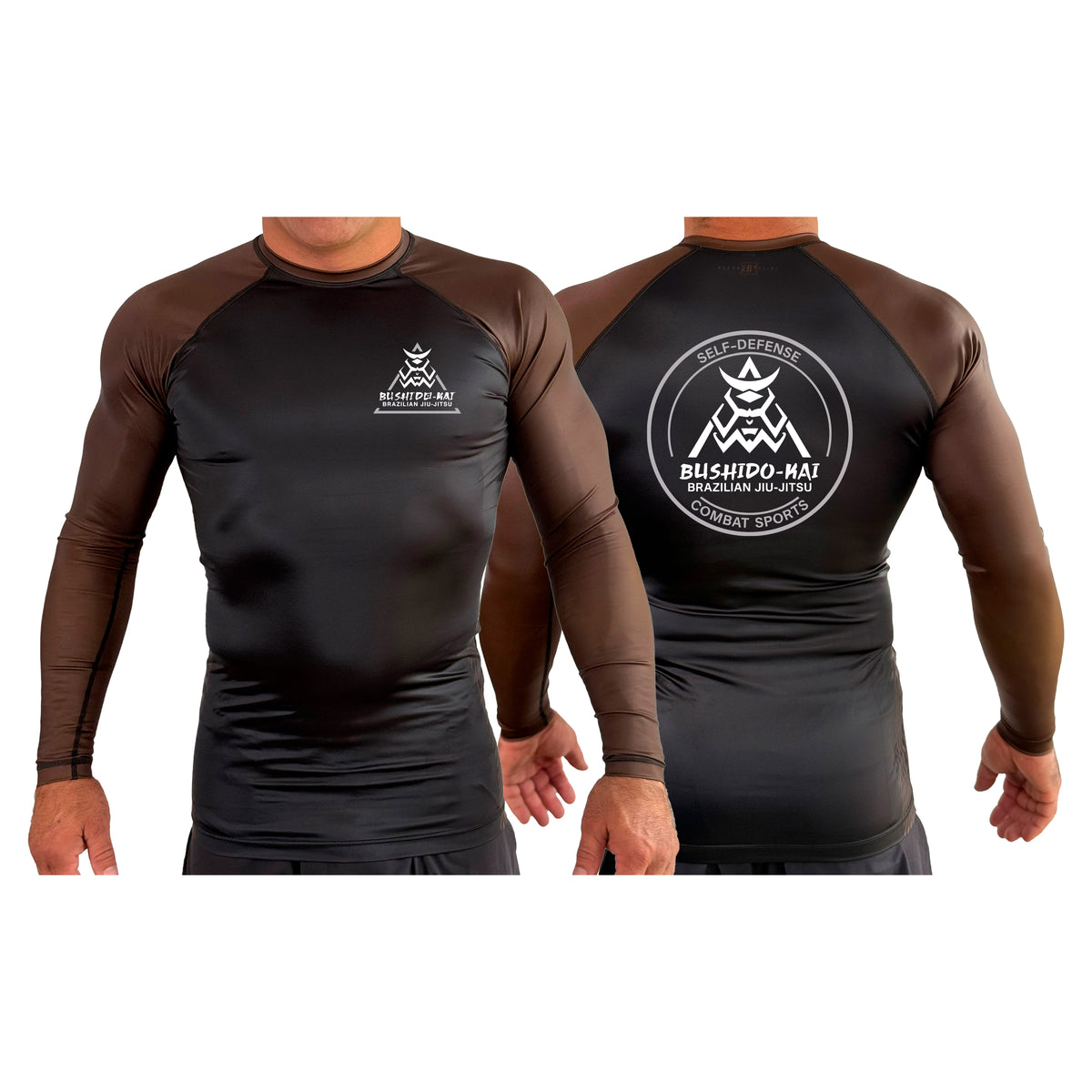 Bushido-Kai Brazilian Jiu-Jitsu All Black Ranked Long Sleeve Rash Guards #8224 A