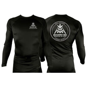 Bushido-Kai Brazilian Jiu-Jitsu All Black Rash Guards Long Sleeves #8224 A