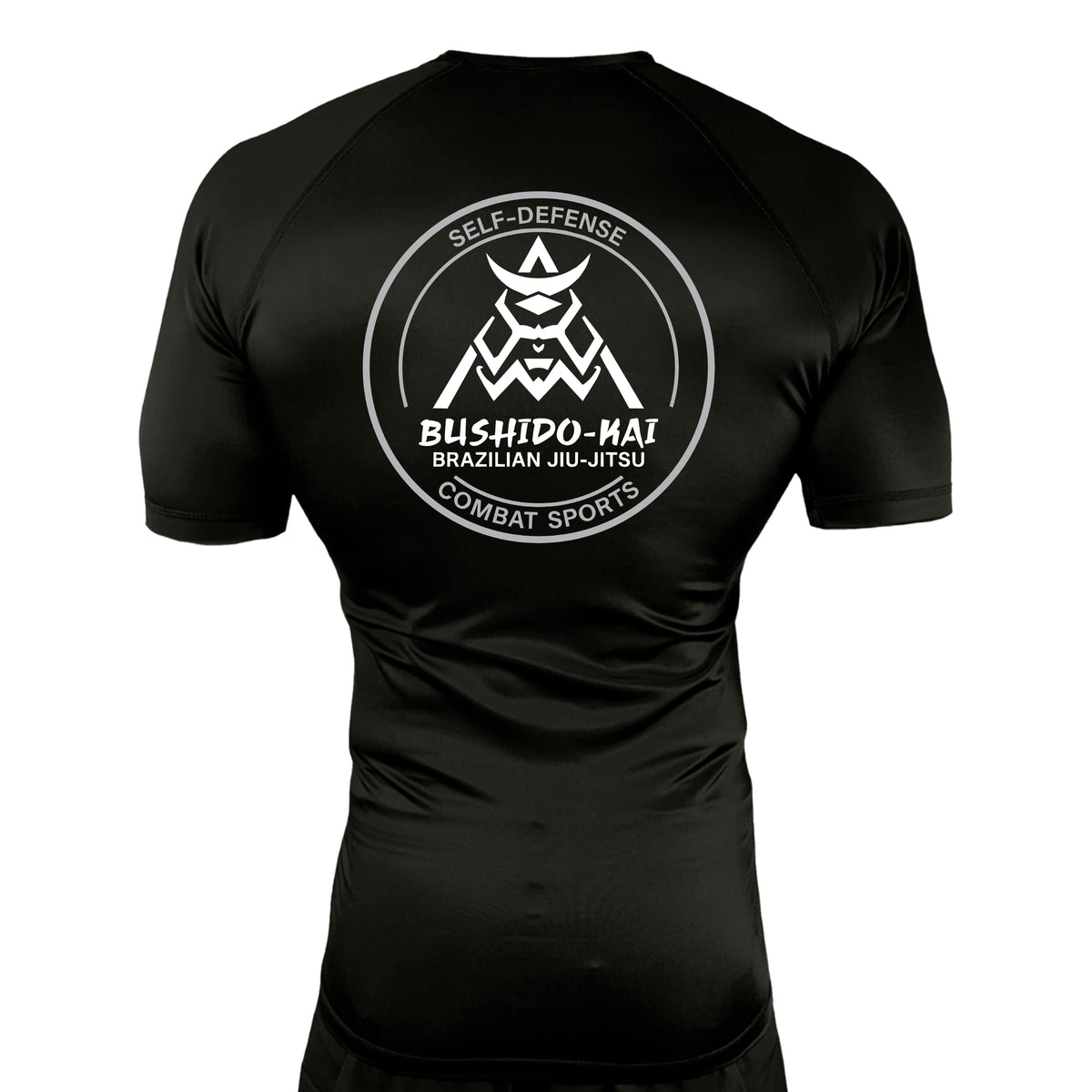 Bushido-Kai Brazilian Jiu-Jitsu All Black Rash Guards Short Sleeves #8224 A