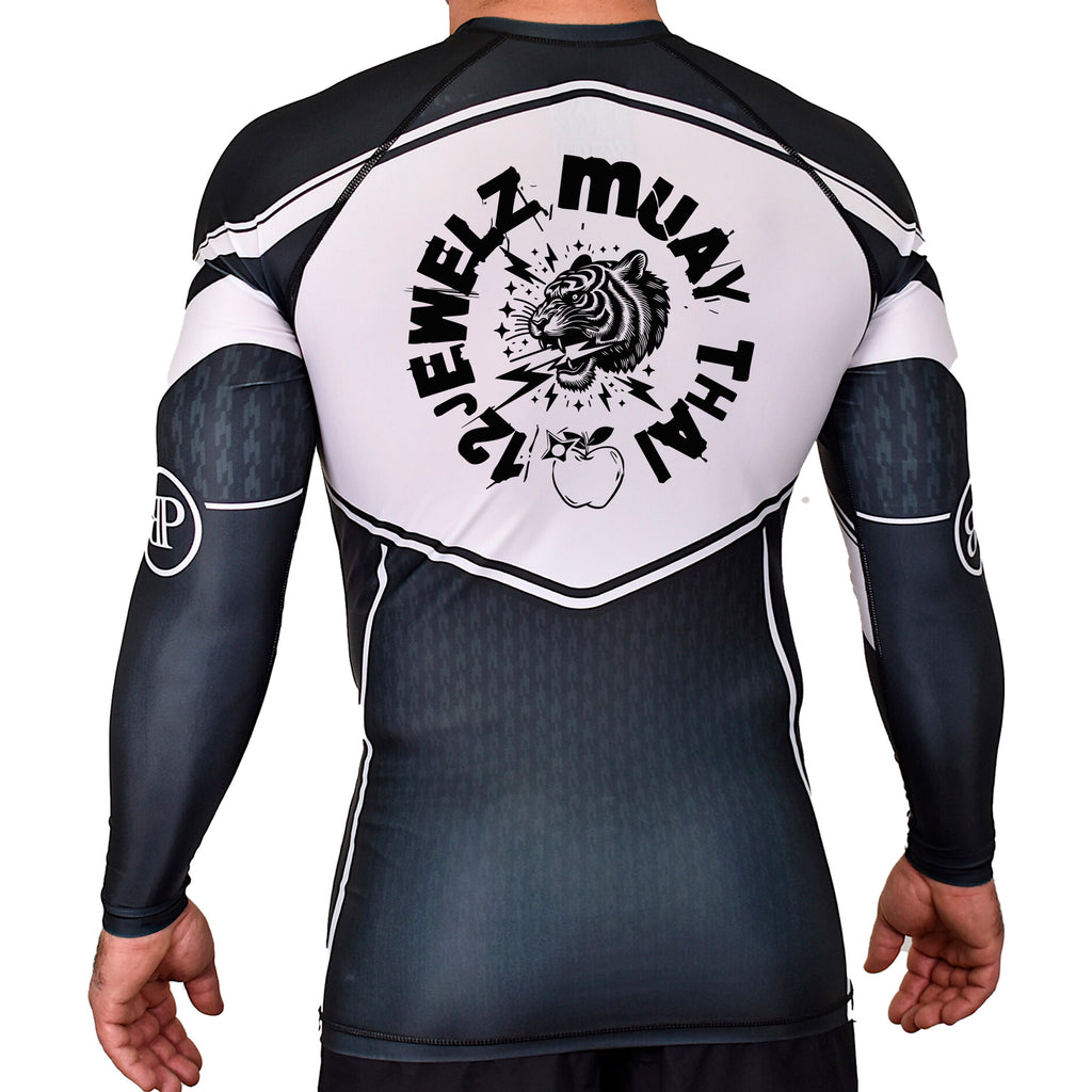 12 Jewelz Muay Thai Academy Rash Guards Black/White #8225 A