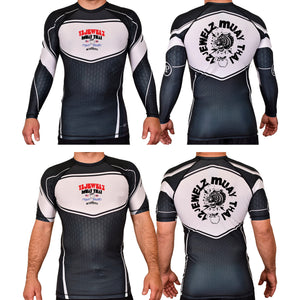 12 Jewelz Muay Thai Academy Rash Guards Black/White #8225 A