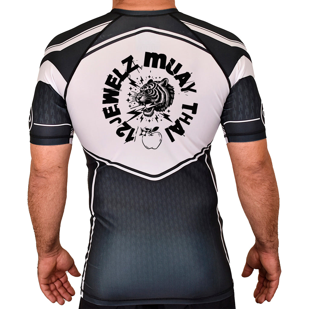 12 Jewelz Muay Thai Academy Rash Guards Black/White #8225 A