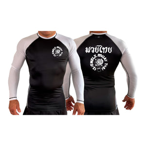 12 Jewelz Muay Thai All Black Ranked Long Sleeve Rash Guards #8225 D