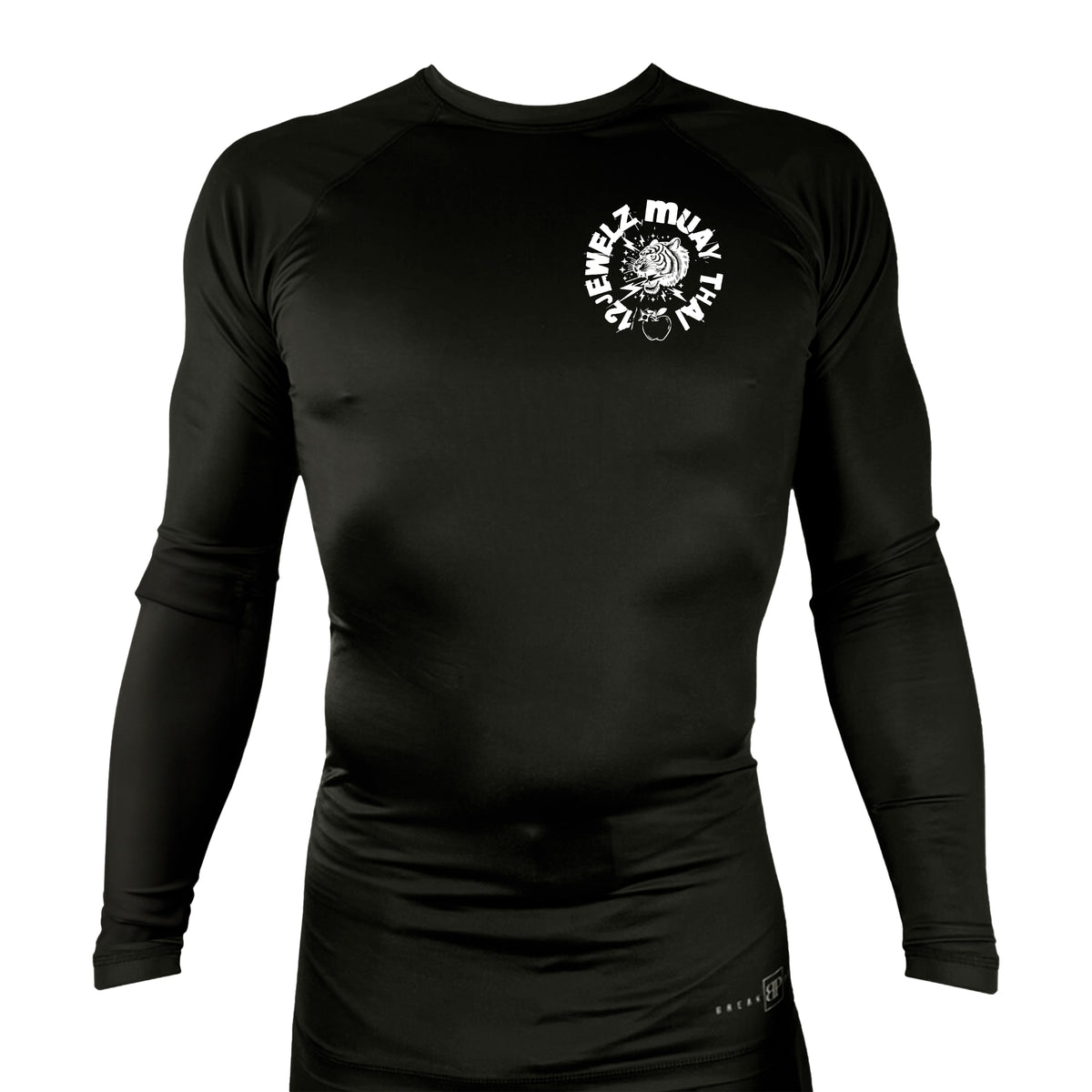 12 Jewelz Muay Thai All Black Rash Guards Long Sleeves #8225 D