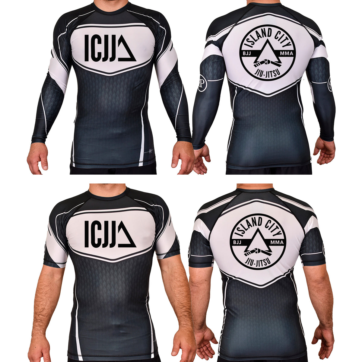 Island City Jiu Jitsu Academy Rash Guards Black/White #8226 A