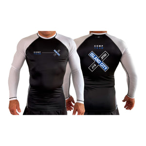 Island City Jiu Jitsu All Black Ranked Long Sleeve Rash Guards #8226 C