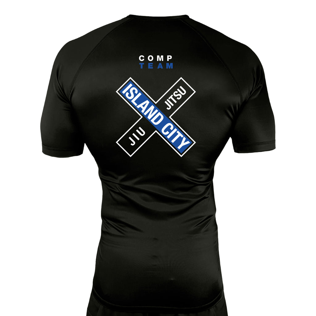 Island City Jiu Jitsu All Black Rash Guards Short Sleeves #8226 C