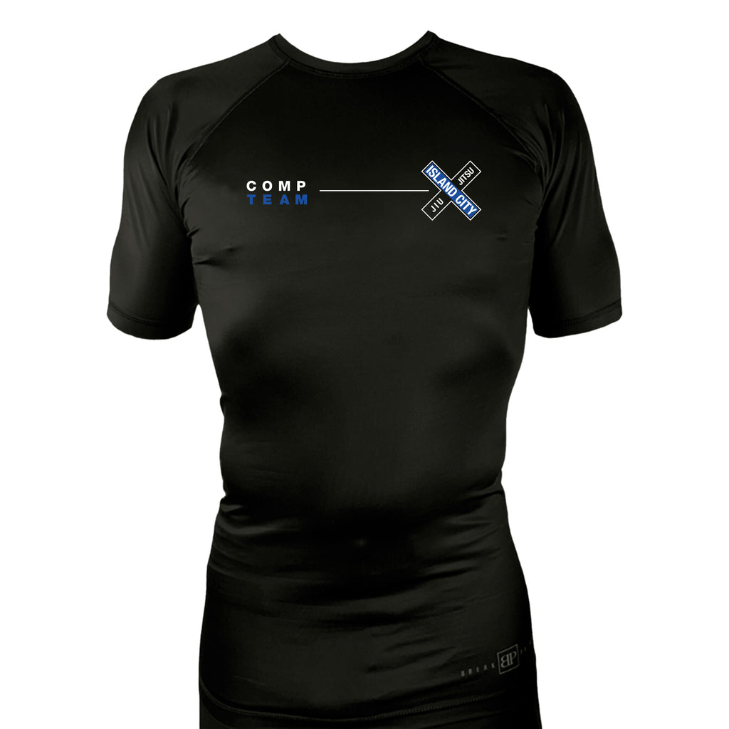 Island City Jiu Jitsu All Black Rash Guards Short Sleeves #8226 C