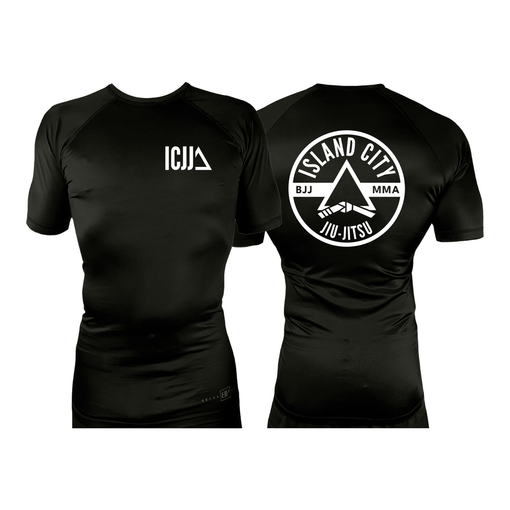 Island City Jiu Jitsu All Black Rash Guards Short Sleeves #8226 A