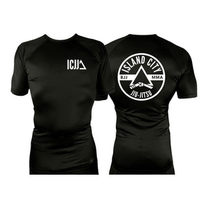 Island City Jiu Jitsu All Black Rash Guards Short Sleeves #8226 A