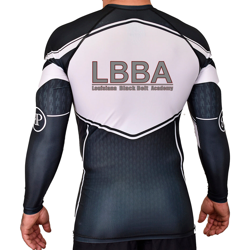 Bossier Jiu Jitsu Academy Rash Guards Black/White #8227 E (LBBA)