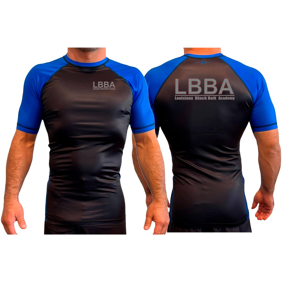 Bossier Jiu Jitsu All Black Ranked Short Sleeve Rash Guards #8227 E (LBBA)