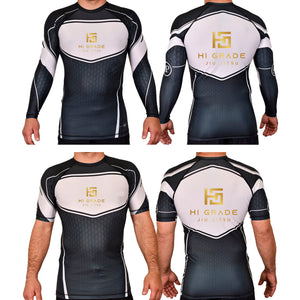 HI Grade Jiu-Jitsu Academy Rash Guards Black/White #8228 A