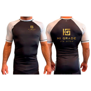 HI Grade Jiu-Jitsu All Black Ranked Short Sleeve Rash Guards #8228 A