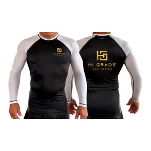 HI Grade Jiu-Jitsu All Black Ranked Long Sleeve Rash Guards #8228 A
