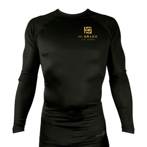 HI Grade Jiu-Jitsu All Black Rash Guards Long Sleeves #8228 A