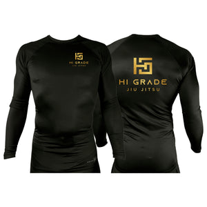 HI Grade Jiu-Jitsu All Black Rash Guards Long Sleeves #8228 A