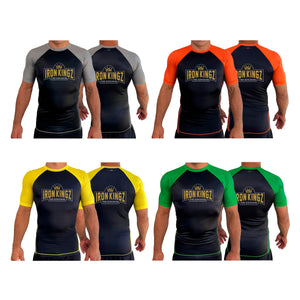 Iron Kingz All Black Ranked Short Sleeve Rash Guards #8229 A