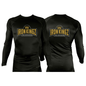 Iron Kingz Academy Rash Guards Black/White #8229 A