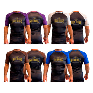 Iron Kingz All Black Ranked Short Sleeve Rash Guards #8229 A