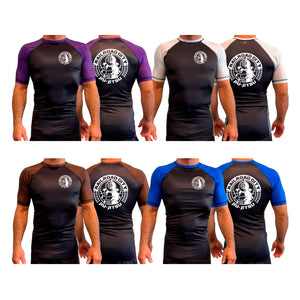 Railroad City Jiu Jitsu All Black Ranked Short Sleeve Rash Guards #8231 A