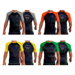 F.U.P. All Black Ranked Short Sleeve Rash Guards #8232 A
