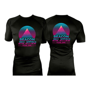 Beacon Jiu Jitsu All Black Custom Rash Guards Short Sleeves #8233 E