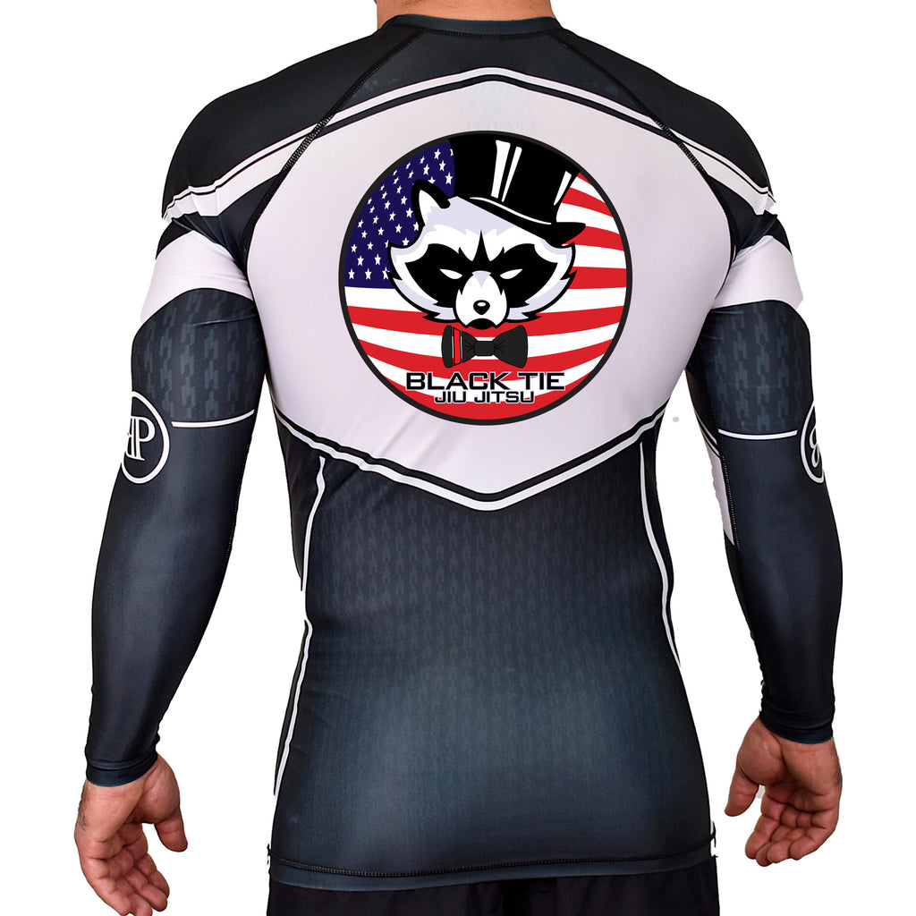 Black Tie/Trinity Jiu Jitsu Academy Rash Guards Black/White #8234 C