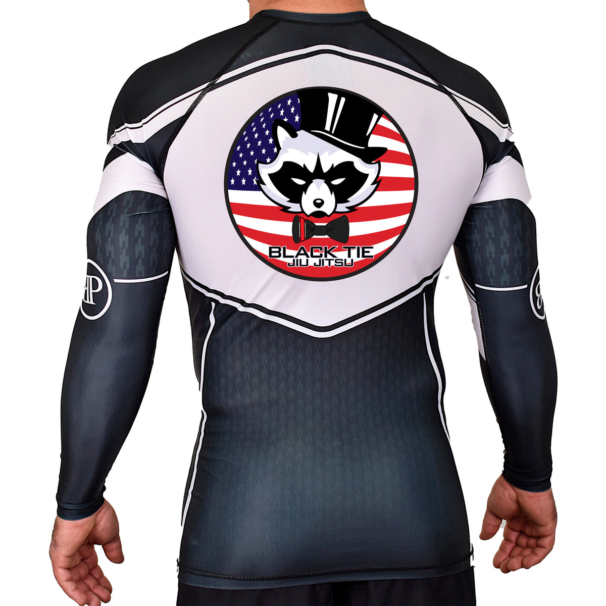 Black Tie/Trinity Jiu Jitsu Academy Rash Guards Black/White #8234 C