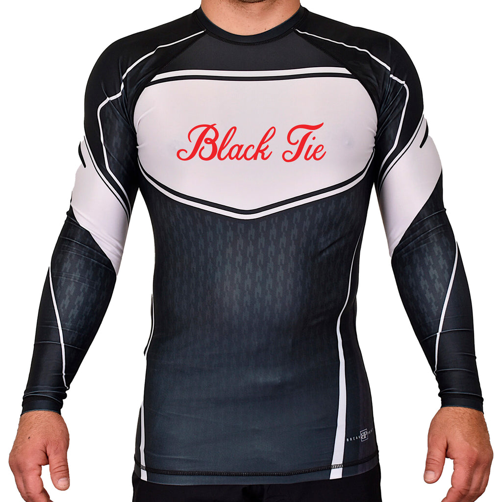 Black Tie/Trinity Jiu Jitsu Academy Rash Guards Black/White #8234 C