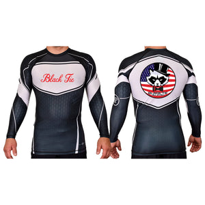 Black Tie/Trinity Jiu Jitsu Academy Rash Guards Black/White #8234 C