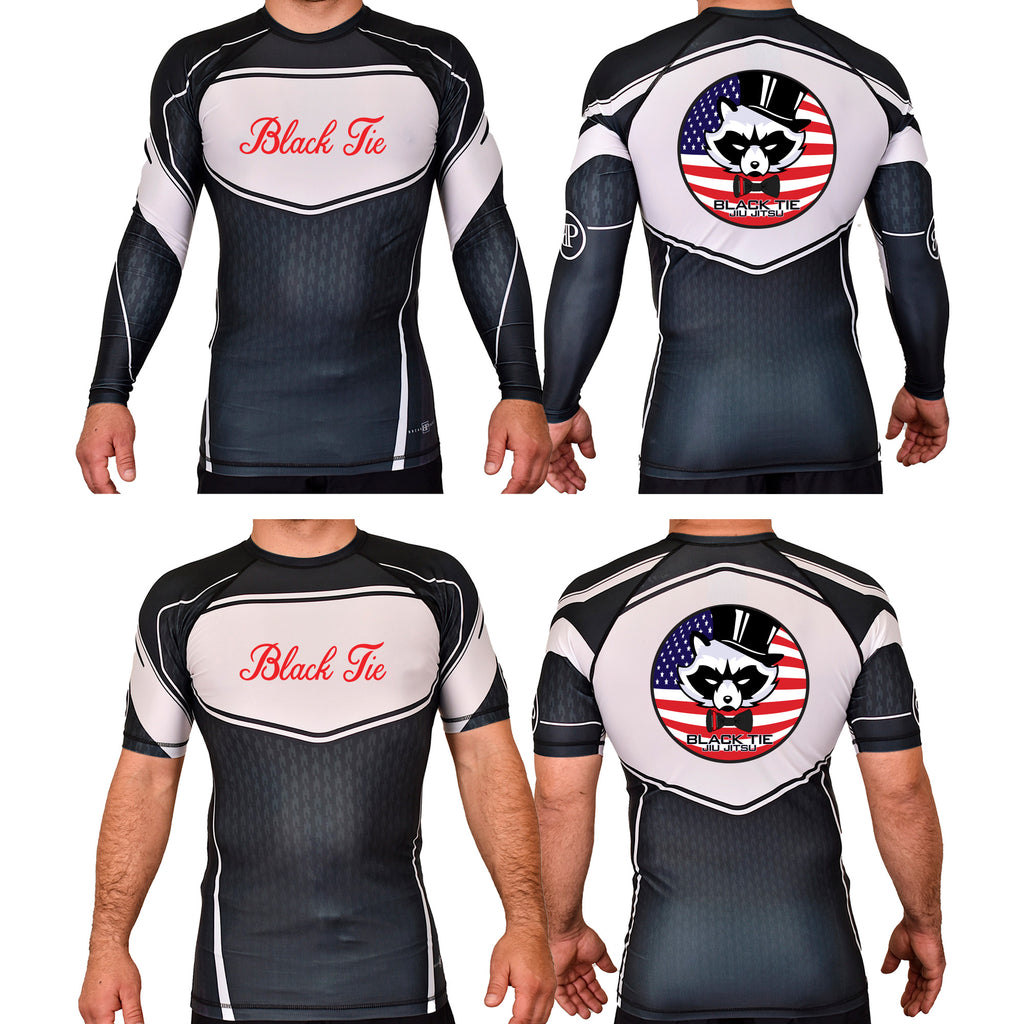 Black Tie/Trinity Jiu Jitsu Academy Rash Guards Black/White #8234 C