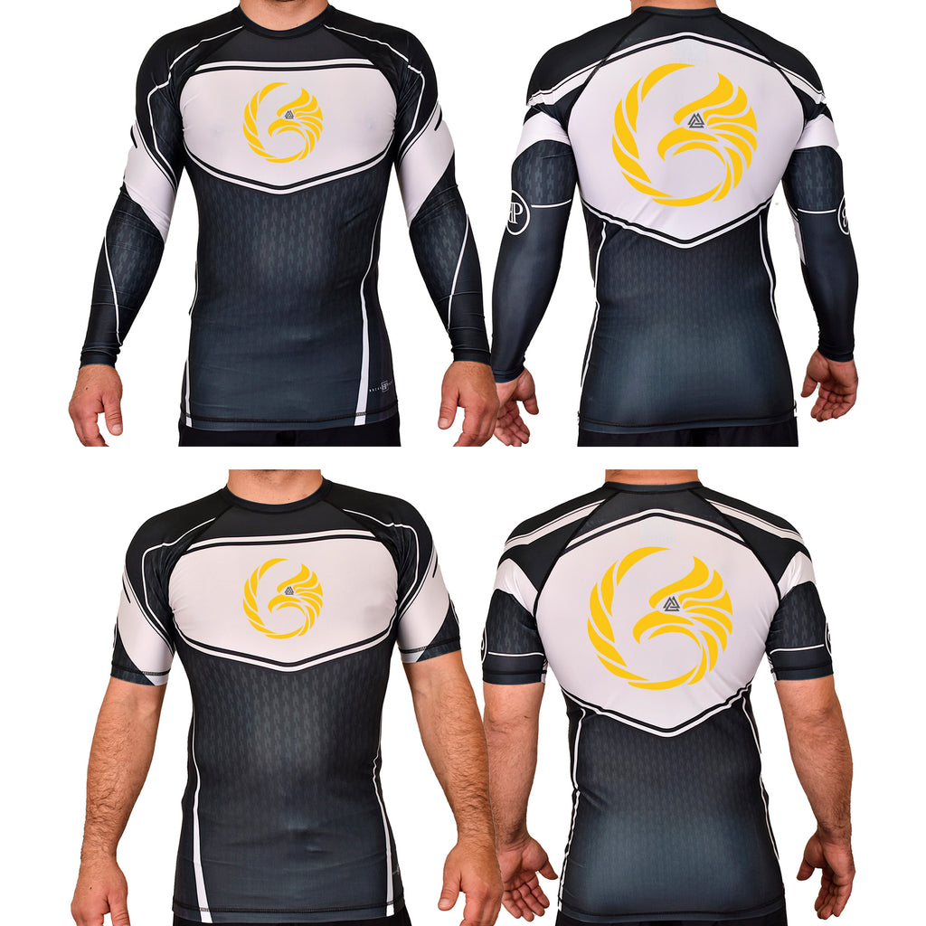 Black Tie/Trinity Jiu Jitsu Academy Rash Guards Black/White #8234 A