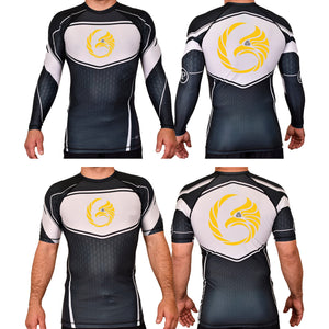 Black Tie/Trinity Jiu Jitsu Academy Rash Guards Black/White #8234 A