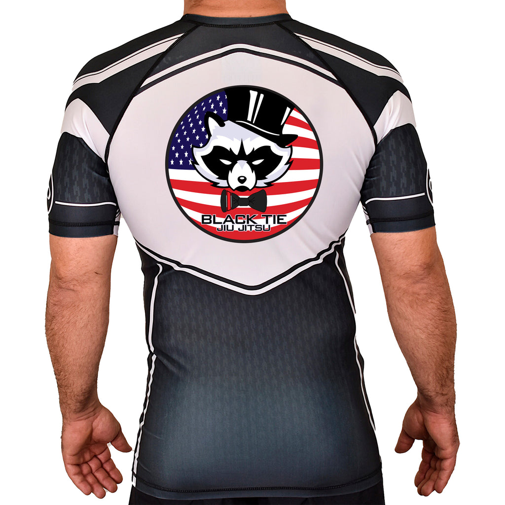 Black Tie/Trinity Jiu Jitsu Academy Rash Guards Black/White #8234 C