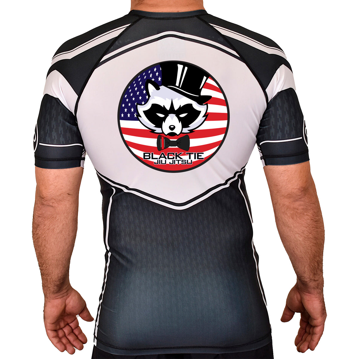 Black Tie/Trinity Jiu Jitsu Academy Rash Guards Black/White #8234 C