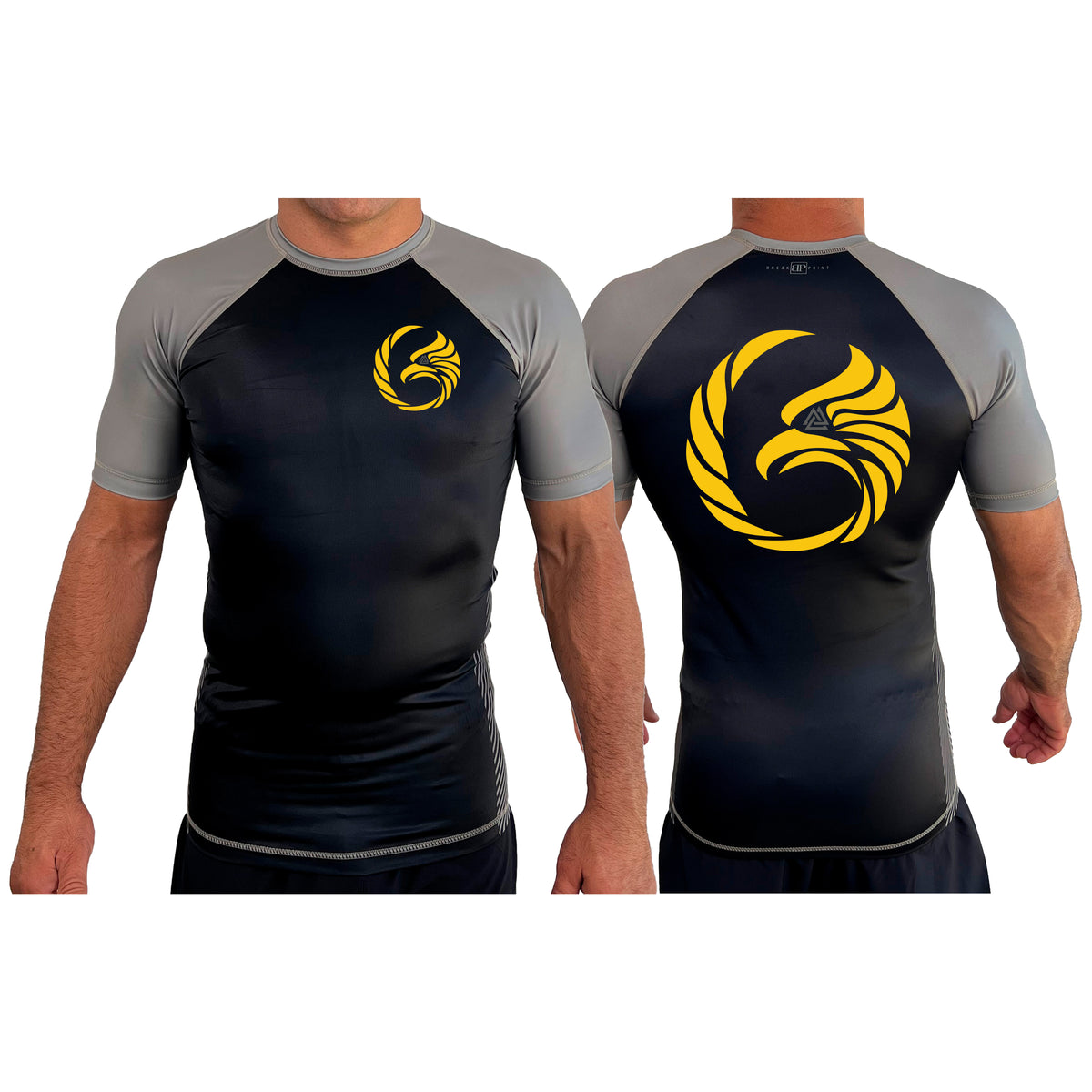 Black Tie/Trinity Jiu Jitsu All Black Ranked Short Sleeve Rash Guards #8234 A