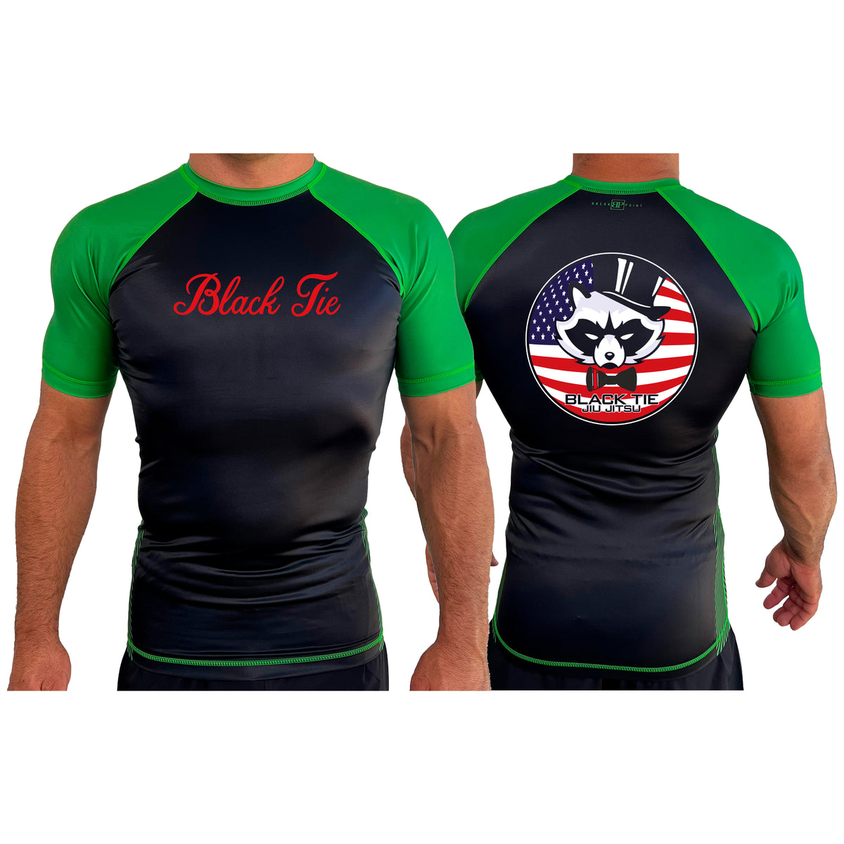 Black Tie/Trinity Jiu Jitsu All Black Ranked Short Sleeve Rash Guards #8234 C