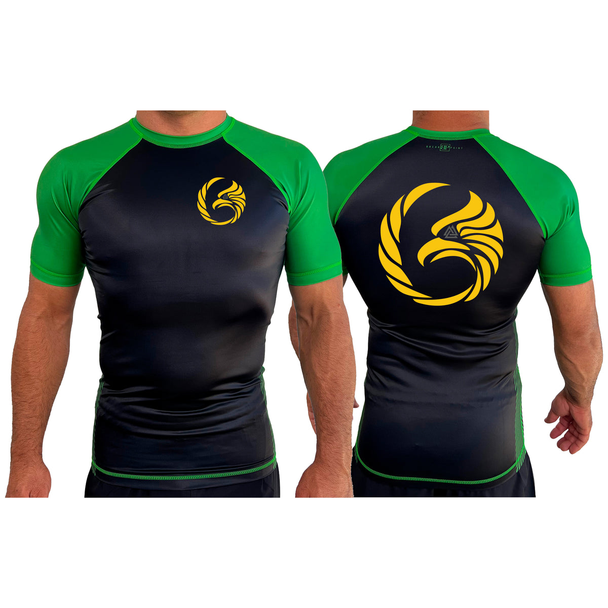 Black Tie/Trinity Jiu Jitsu All Black Ranked Short Sleeve Rash Guards #8234 A
