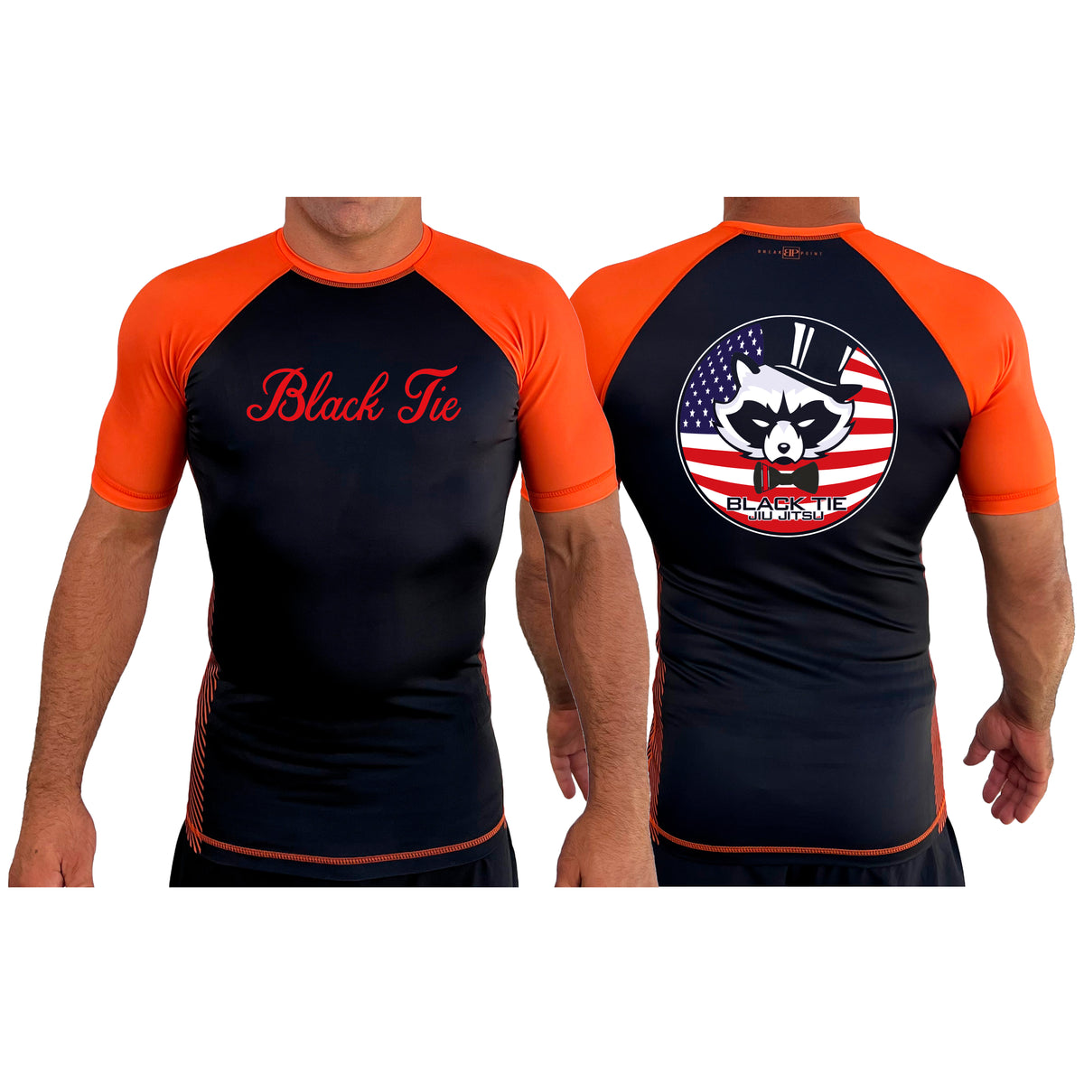 Black Tie/Trinity Jiu Jitsu All Black Ranked Short Sleeve Rash Guards #8234 C