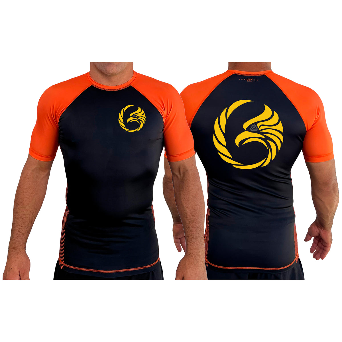 Black Tie/Trinity Jiu Jitsu All Black Ranked Short Sleeve Rash Guards #8234 A