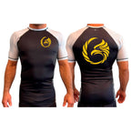 Black Tie/Trinity Jiu Jitsu All Black Ranked Short Sleeve Rash Guards #8234 A