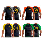 Black Tie/Trinity Jiu Jitsu All Black Ranked Short Sleeve Rash Guards #8234 A