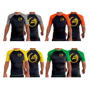 Black Tie/Trinity Jiu Jitsu All Black Ranked Short Sleeve Rash Guards #8234 A