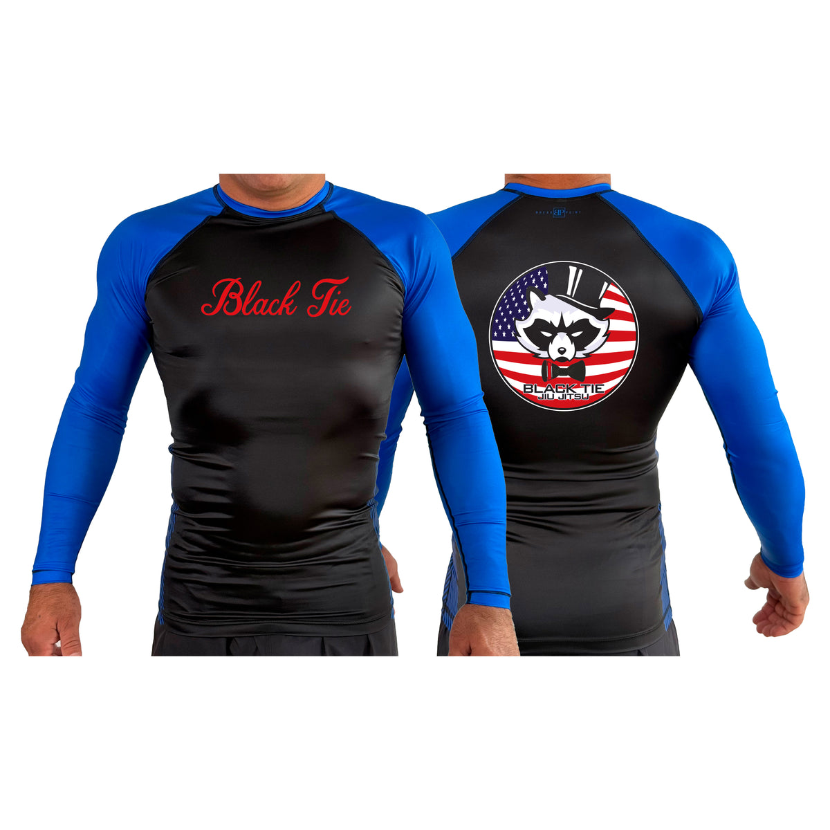 Black Tie/Trinity Jiu Jitsu All Black Ranked Long Sleeve Rash Guards #8234 C