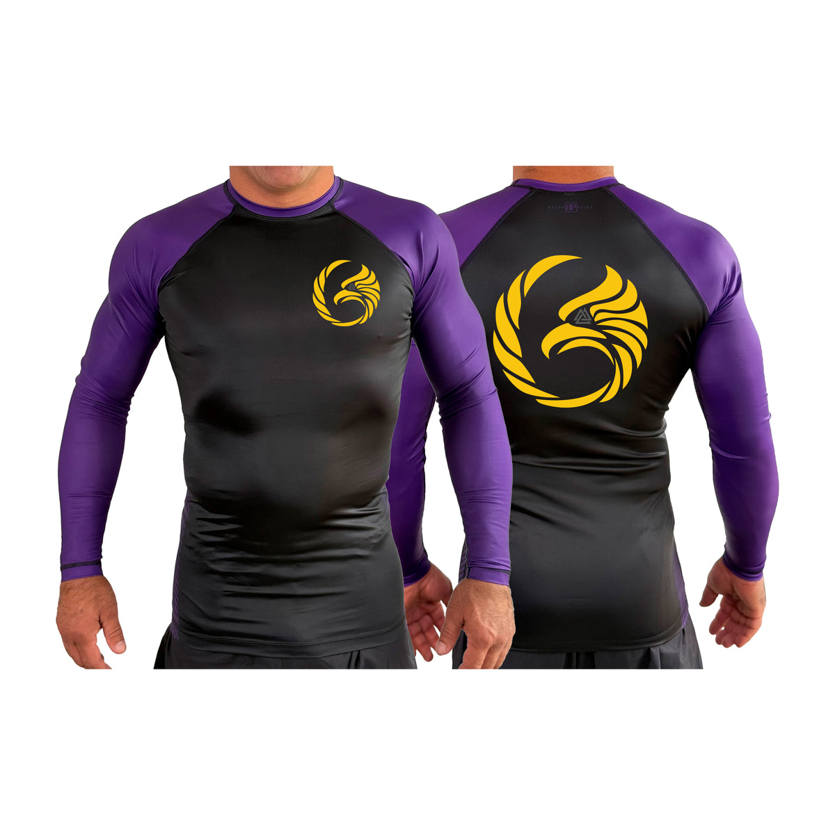 Black Tie/Trinity Jiu Jitsu All Black Ranked Long Sleeve Rash Guards #8234 A