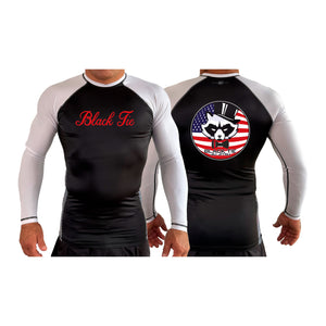 Black Tie/Trinity Jiu Jitsu All Black Ranked Long Sleeve Rash Guards #8234 C
