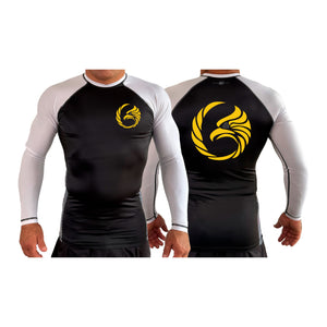 Black Tie/Trinity Jiu Jitsu All Black Ranked Long Sleeve Rash Guards #8234 A
